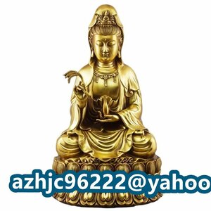 超人気☆観音菩薩座像 精密工芸品 仏教美術　置物 真鍮 仏像