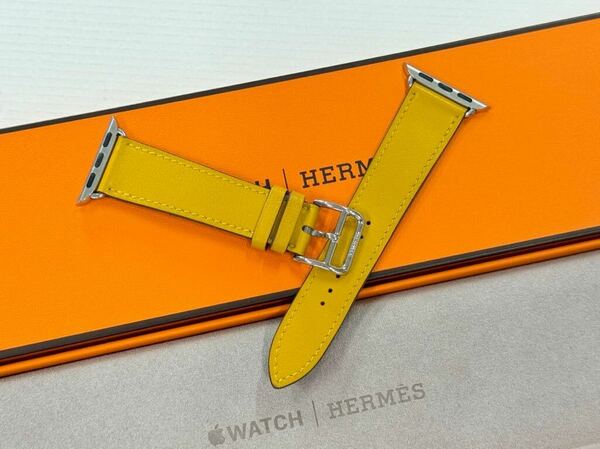 ☆希少 即決 ライム Apple watch HERMES エルメス シンプルトゥール レザーバンド 41mm 40mm 38mm アップルウォッチ 671