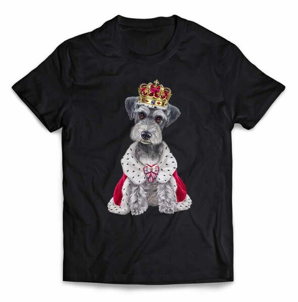 シュナウザー いぬ 犬 王様 キング 王子様 王冠 Tシャツ メンズ レディース