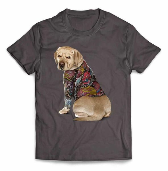 ラブラドールレトリバー 犬 いぬ タトゥー 刺青 半袖 Tシャツ メンズ 半袖Tシャツ