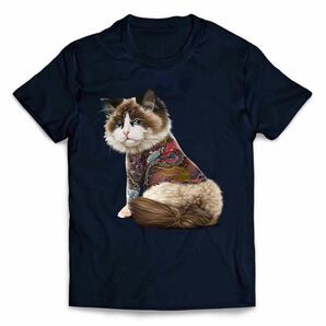 ラグドール ねこ 猫 タトゥー 刺青 Tシャツ 半袖 メンズ レディース キッズ 黒