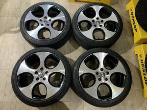 【2404025】フォルクスワーゲン ゴルフ GTI 純正 ホイール 18インチ 7.5J +51 PCD112 5H + PIRELLI POWERGY 225/40R18 2022年 4mm 5mm