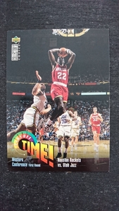 1995年当時物!UPPER DECK製NBA「HOUSTON ROCKETS vs UTAH JAZZ」トレーディングカード1枚/CLYDE・DREXLERクライド・ドレクスラーロケッツ 