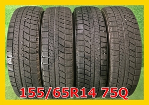 ★2018年製 155/65R14 75Q ブリヂストン VRX 中古 スタッドレスタイヤ 4本 14インチ★