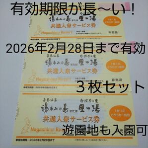 3枚セット 期限なが～い！ 長島温泉 湯あみの島 里の湯 入泉券 ナガシマリゾート 2026年2月28日まで有効 共通入泉サービス