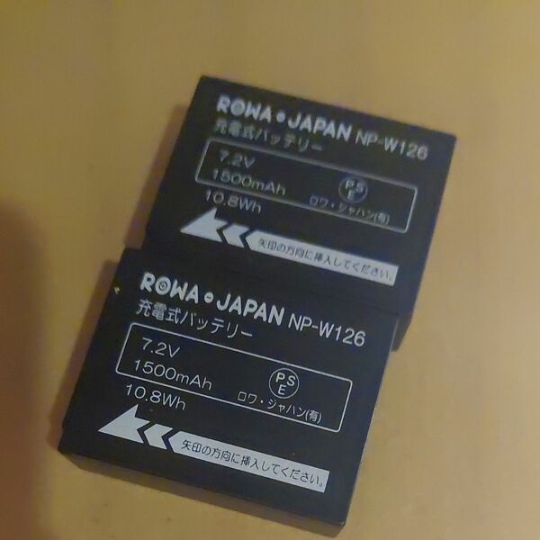 (文文)→(現状品)←　ROWA JAPAN NP-W126 リチウムバッテリー2個まとめ売り()
