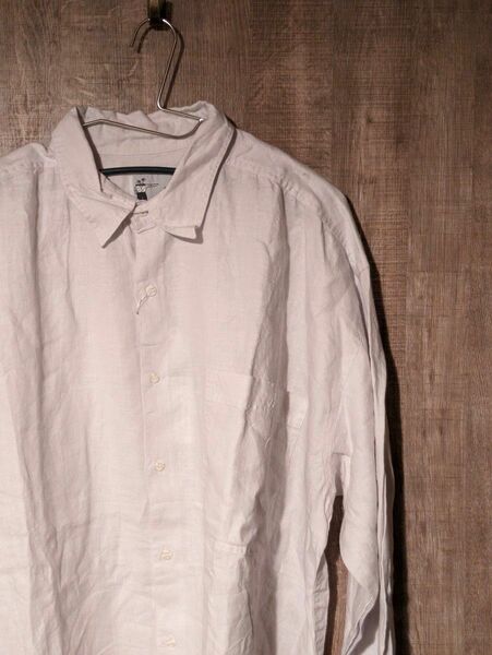 GOOUCH グーチ　グッドレギュラー　リネン　デッドストック　ホワイト　タグ付 長袖 XL シャツ　ポケット大きめ　変形