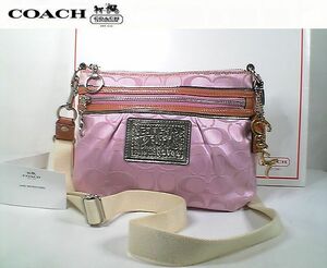 ★超美品！★ＣＯＡＣＨ　コーチ★可愛い♪シグネチャー２ＷＡＹショルダーバッグ■Coachモチーフクリアチャーム＆レザーチャーム付■本物