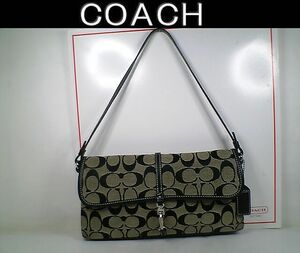 ★美品！★COACH コーチ★とってもお洒落で素敵な♪ シグネチャークリップホーボー ショルダーバッグ 6348 ■チャームプレート付■本物■ 