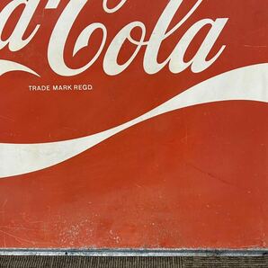 C26 ホーロー看板 「Coca-Cola コカコーラ」 90×90 特大サイズ 昭和レトロ 琺瑯看板 当時物 広告 ホーロー製 の画像5