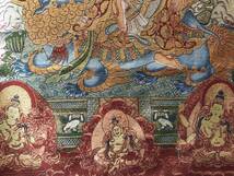 卍 仏教美術 　　 『　文殊 菩薩　織物　』 　　９１ｃｍ　　　　検索；獅子 刺繍 チベット 密教　仏画　ヨガ　釈迦　　Ｄ_画像5