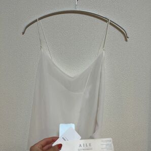 AILE IENA 日本製　シルク100% デザインクロスキャミソール　白　新品タグ付き キャミソール