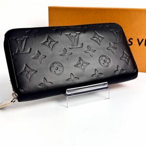 1円 極美品 LOUIS VUITTON ルイヴィトン ヴェルニ 長財布 ジッピーウォレット ラウンドファスナー マットブラック モノグラム ブラック 1d2