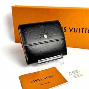 1円 極美品 LOUIS VUITTON ルイヴィトン ヴェルニ 二つ折り財布 コインケース カードケース ブラック モノグラム 1J4