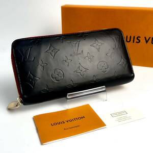 1円 極美品 LOUIS VUITTON ルイヴィトン ヴェルニ ジッピーウォレット ラウンドファスナー 長財布 男女兼用 ブラック 1M3