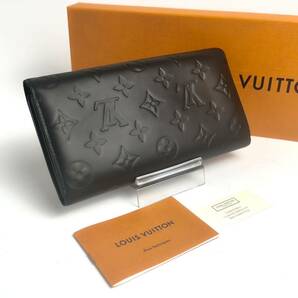 1円 極美品 LOUIS VUITTON ルイヴィトン ヴェルニ 長財布 マットブラック サラ モノグラム 1O1の画像2