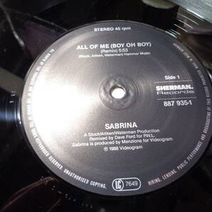 サブリナ,SABRINA/ALL OF ME(BOY OH BOY)(REMIX)(GERMANY/SHERMAN.:887 935-1 UNPLAYED MINT!!! 12”の画像3