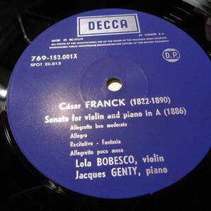 ローラ・ボベスコ,LOLA BOBESCO,JACQUES GENTY/FRANCK & LEKEU:SONATAS FOR VIOLIN AND PIANO(BELGIUM/DECCA:769-153.001X NM LPの画像3