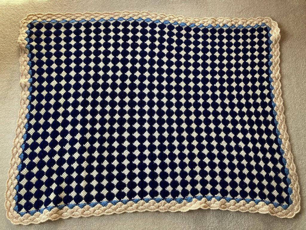 Couverture Housse de canapé Couverture Tapis pour genoux Polyvalent / Fait main Tricoté à la main 100% Laine Bleu Env. 149 cm x 105 cm, tricot, Produit fini, autres