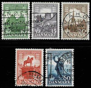 《デンマーク》1954-56年　デンマーク王国1000年　５種