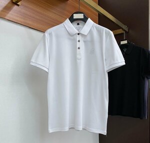 ブルネロクチネリ　BRUNELLO CUCINELLI メンズ　ポロシャツ　綿 無地 ロゴ刺繍　ビジネス　半袖　M-XXXL　サイズ選択可能 ホワイト