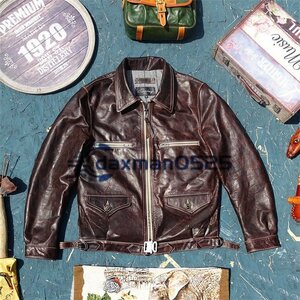 人気新品 美品■最上級馬革 レザージャケット ライダース バイクウエア ブルゾン オートバイ本革 メンズ 革ジャン