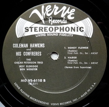 ★ COLEMAN HAWKINS and HIS CONFRERES ・コールマン・ホーキンス / VERVE MGVS-6110　 US盤　 STEREO ★_画像7