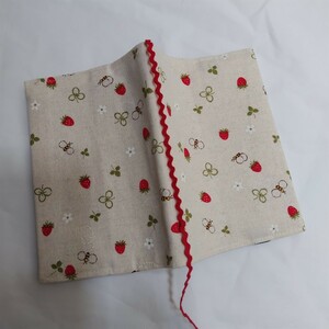 [ library book@ size ] book cover No.5 ladybug . strawberry hand made 