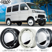 アルミホイール 4本 15インチ CISCO MOON セミグロスBKリムヴァーレイP 15x4.5J +45 4H100P 軽自動車 軽トラ 軽バン_画像2