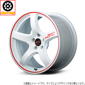 RMP RACING R50 15x5.0J 4/100 +45 WRL ホワイト/リムレッドライン