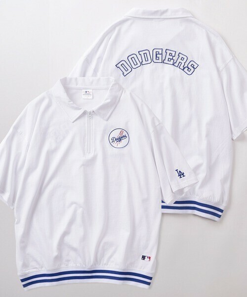 MLB ロサンゼルス ドジャース ハーフジップシャツ ワイドシルエット Lサイズ