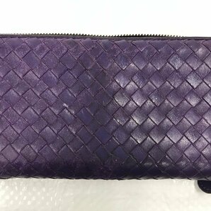 【ジャンク】BOTTEGA VENETA ボッテガヴェネタ イントレチャート ラウンド長財布 紫 パープル 付属品:箱 4504の画像1