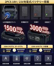 チェーンソー 充電式 3.0Ah 1.5Ah 大容量バッテリー2個搭載 21V/18V 強力 電動チェーンソー 充電式チェーンソー 6インチ 自動給油_画像5