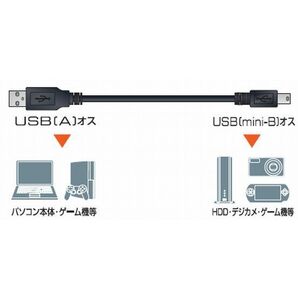 変換名人 miniUSBケーブル 1m 充電/データ通信対応 USB2.0準拠ケーブル mini-Bタイプ ・ USB2AM5-CA100/V 71015の画像2