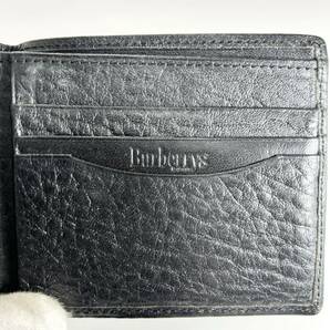 希少1円〜 BURBERRY バーバリー 折財布 レザー ロゴホース カード 札入れ レディース メンズ ブラック 黒系 コインケース 二つ折り財布 の画像5