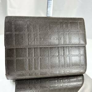 希少1円〜 BURBERRY バーバリー 折財布 がま口 コインケース カードケース レザー カード レディース メンズ ブラウン 茶色系 ウォレット の画像2