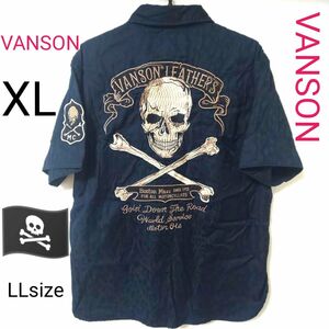 VANSON 半袖 シャツ XL 黒 トップス 古着 バンソン 半袖シャツ 刺繍 ブラック 古着 