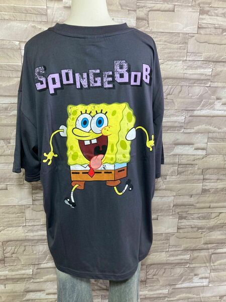 新品　スポンジボブ　半袖Tシャツ　SpongBob　オーバーサイズ　グレー