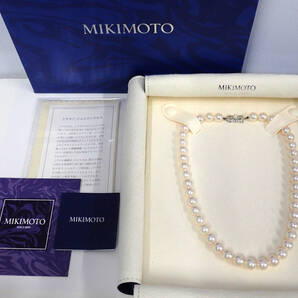 美品 MIKIMOTO/ミキモト真珠 パールネックレス テリ良 ホワイトピンク系 約8.4～8.8mm玉 約43.5ｇ K18留め具 アコヤ ケース他付属 の画像1