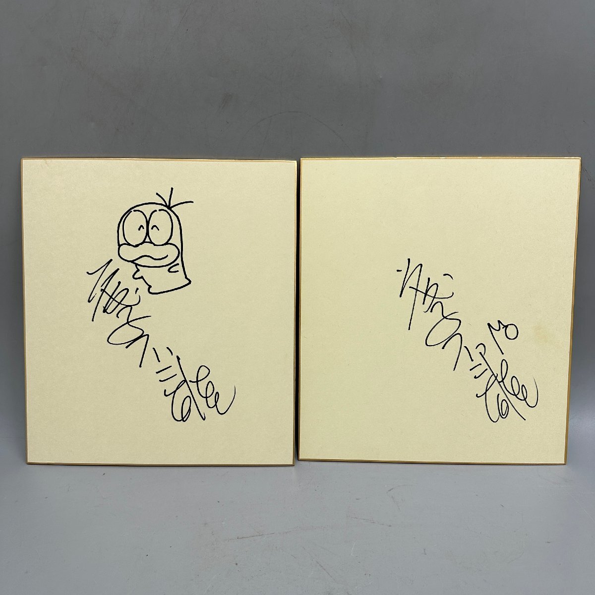 ●○[4] Autographe Fujiko Fujio en papier coloré autographe 2 points Ghost Q Taro 06/040204s○greep, des bandes dessinées, produits d'anime, signe, Peinture dessinée à la main