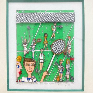 ◆◇[10] ジェームズ・リジィ TENNIS ANYONE? ３Dシルクスクリーン サイン入り 絵画 アート 06/041010m◇◆