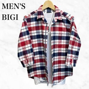 MEN'S BIGI 七分袖シャツ　チェックシャツ　トップス　日本製