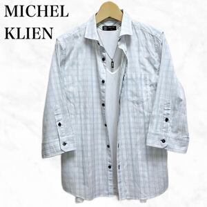 MICHEL KLEIN HOMME チェックシャツ　七分袖シャツ