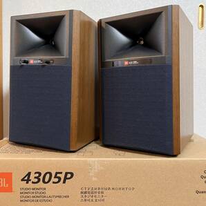 JBL スピーカー ペア 4305P 美品 元箱付 中古 パワード スタジオモニター Natural Walnutの画像1