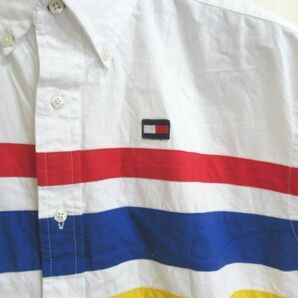 90S トミーヒルフィガー 国旗タグ 半袖 コットンシャツ Lの画像2