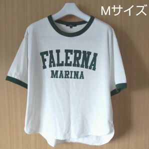 ☆プリント　半袖Tシャツ　オフホワイト　M アメカジ 半袖 Tシャツ 古着