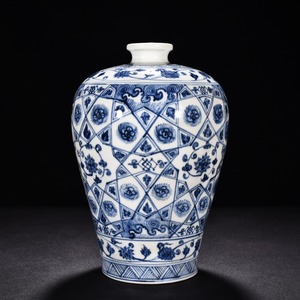 永樂青花 花卉紋梅瓶 唐物 陶磁器 中国美術 工芸品 HB903