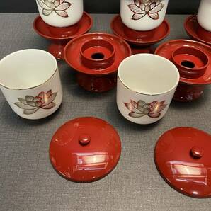 まごころ堂 未使用品 茶湯器 5つセット 金ハス 高さ12㎝ 幅9㎝（れ） 5751 Mの画像6