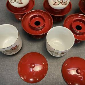 まごころ堂 未使用品 茶湯器 5つセット 金ハス 高さ12㎝ 幅9㎝（れ） 5751 Mの画像7