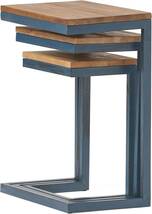 ◆限定特価処分品◆ネストテーブル サイドテーブル 2点セット 埋め込み式 ローテーブル 北欧 メタル ベッドテーブル 天然木 _画像1